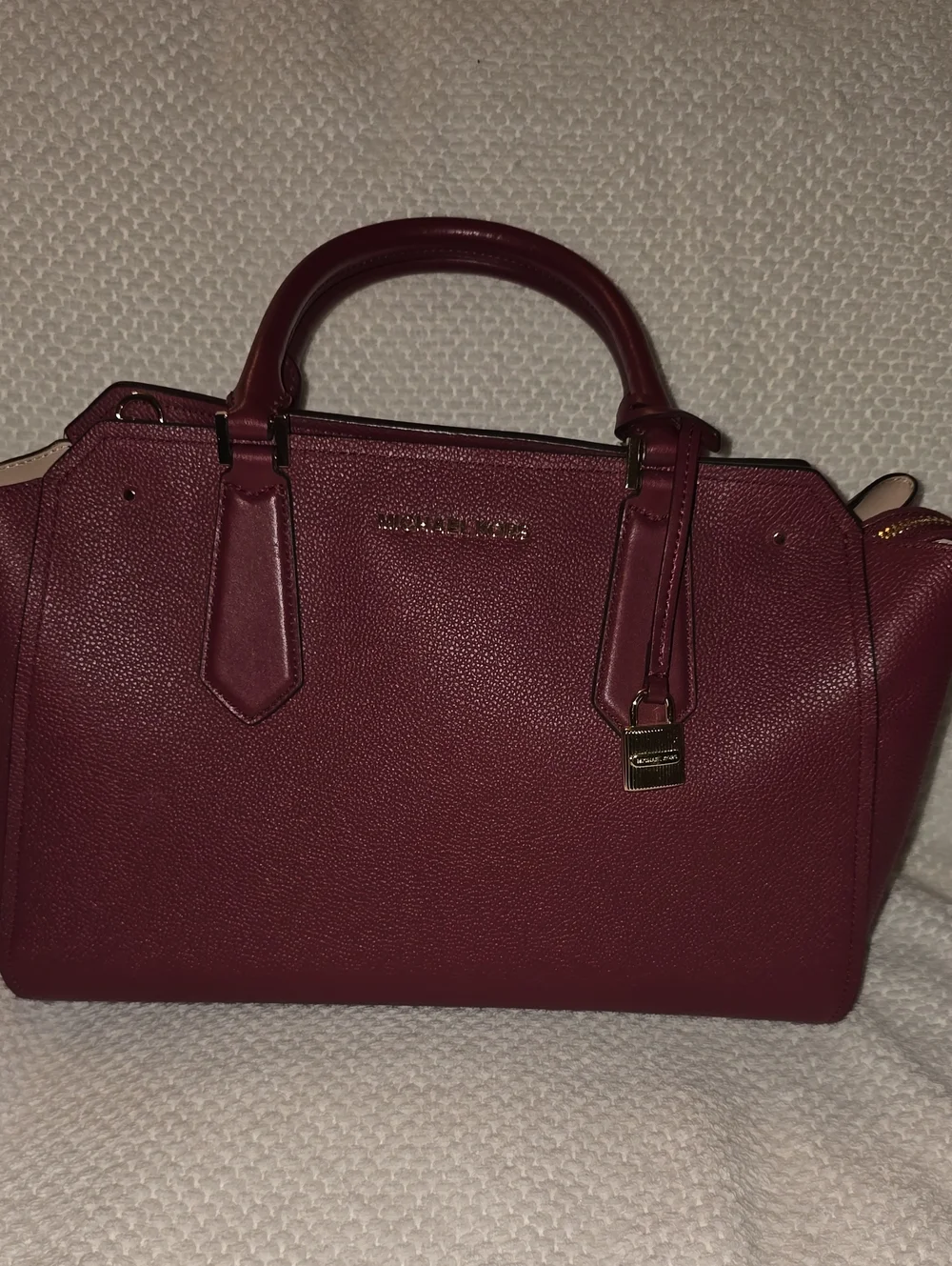 Michael Kors Wine Leather Satchel with Gold Hardware